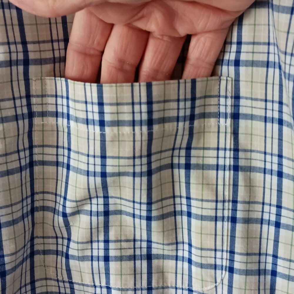ARROW White and Blue Plaid Short Sleeved Button Down Shirt Size XXL - Picture 3 of 10